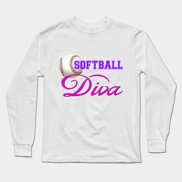 Softball Diva Long Sleeve T-Shirt by Naves